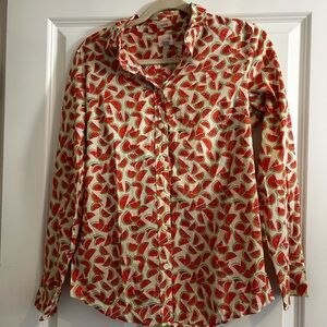 J. Crew Red and Green Watermelon Print Shirt